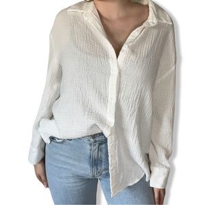 White oversized button down
